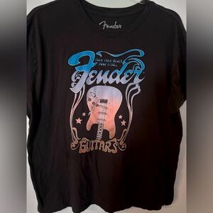 Fender Black Graphic T-Shirt, XL, old school Fender tee all black. Be cool.